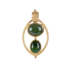 242009220208 Pendant Nephrite jade, ovals, 4.1cm, gold plated  | Marco Schreier