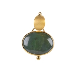 242009220211 Pendant Nephrite jade, oval, 3.1cm, gold plated | gems, healing stones & jewelry