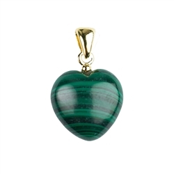 242009220368 Malachite pendant, heart (15mm), 2.4cm, gold-plated | Marco Schreier