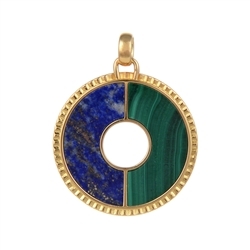 242009220370 Pendant Malachite, Lapis Lazuli, half round (25 x 12mm), 3,6cm, gold plated | Marco Schreier