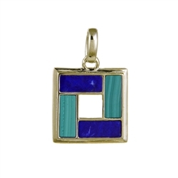 242009220371 Pendant Malachite, Lapis Lazuli rectangles (10 x 4mm), 2,6cm, gold plated | Marco Schreier