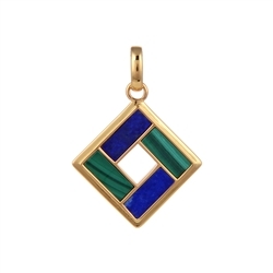 242009220372 Pendant Malachite, Lapis Lazuli rectangles (10 x 4mm), 3,3cm, gold plated | Marco Schreier