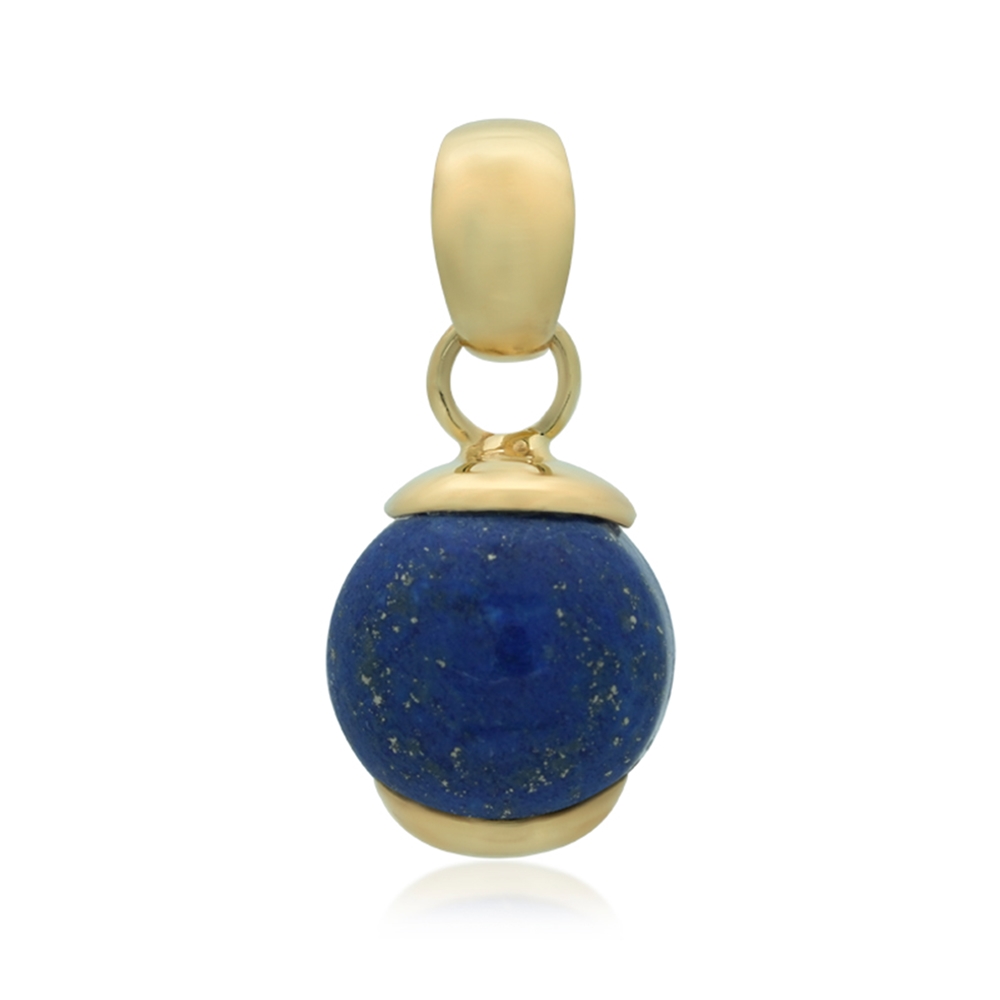 Pendentif Lapis-lazuli rond (12 mm), 2,5cm, plaqué or