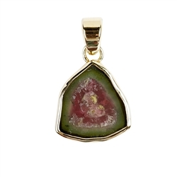 242009220447 Tourmaline (Watermelon) pendant (17 x 16mm), 2.8 - 3.0cm, gold-plated | Marco Schreier