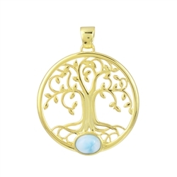 242009230003 Larimar pendant, tree of life, 4.2 cm, gold-plated | Marco Schreier