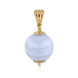 242009230023 Pendant chalcedony sphere (20mm), 3.2cm, gold-plated | Marco Schreier