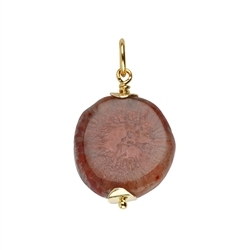 242009230051 Pendant horn coral (20mm), 3,5cm, gold plated | wholesaler gems & healing stones