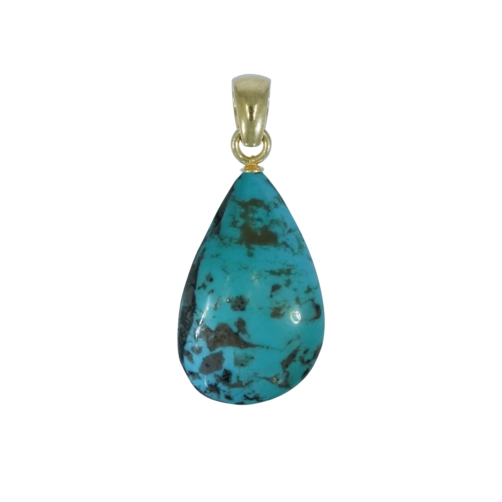 Turquoise Tumbled Stone Pendant (23 x 18mm), 3.5cm, gold plated