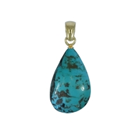 Turquoise Tumbled Stone Pendant (20 x 16mm), 3,3cm, gold plated