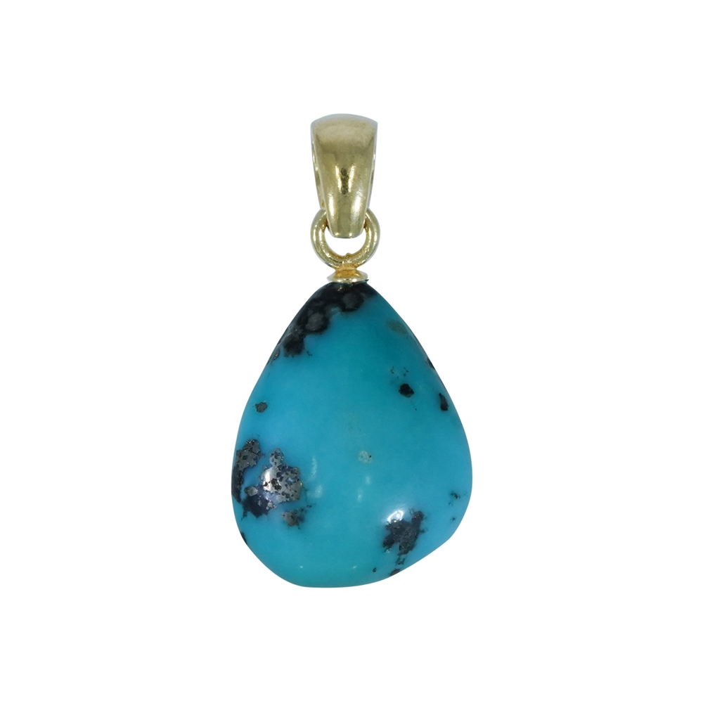 Turquoise Tumbled Stone Pendant (20 x 16mm), 3,3cm, gold plated