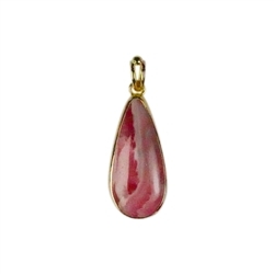 242009230096 Pendant Rhodochrosite drop (27 x 15mm), 4,2cm, gold plated | Marco Schreier