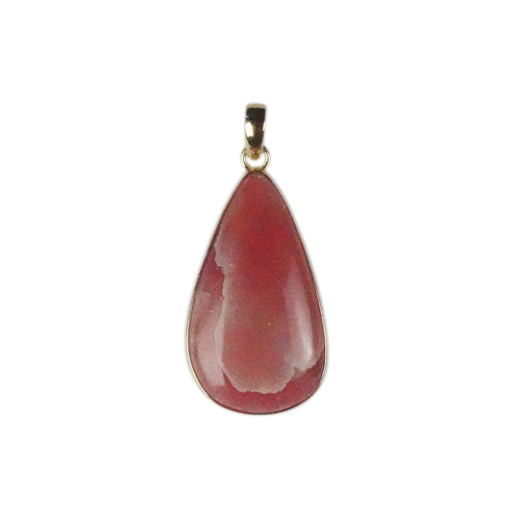 Anhänger Rhodochrosit Tropfen (31 x 19mm), 4,2cm, vergoldet