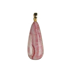 242009230097 Pendant Rhodochrosite drop (31 x 19mm), 4,2cm, gold plated | Marco Schreier