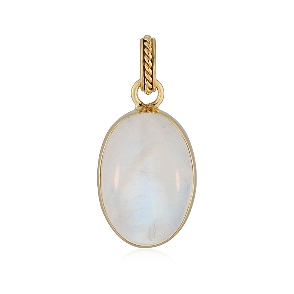 Labrodorite (white) pendant, oval (24 x 17mm), 3.5cm, gold-plated