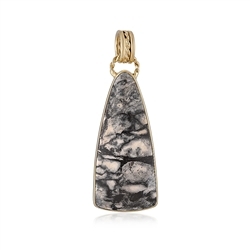 242009230161 Batik jasper pendant, drop (35 x 16mm), 4.6cm, gold-plated | Marco Schreier