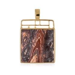 242009230162 Batik jasper pendant, square (30 x 30mm), 4.8cm, gold-plated | Marco Schreier