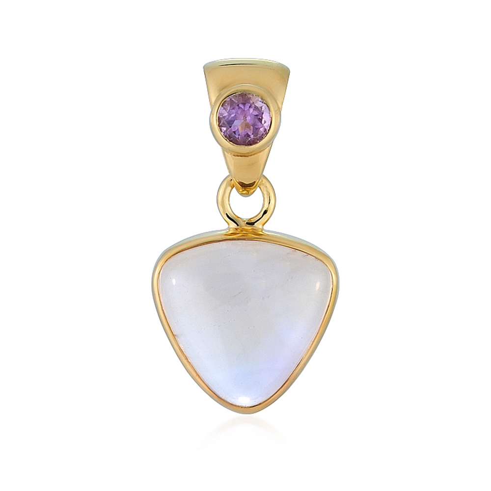 Ametrine trillion pendant (12 x 12mm), 2.4cm, gold-plated