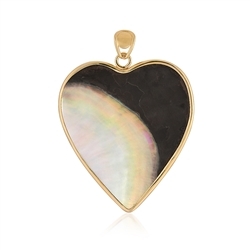 242009230295 Mother of Pearl (light / dark) heart pendant (46 x 38mm), 4.6cm, gold-plated | Marco Schreier