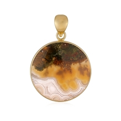 242009240005 Moss Agate pendant (yellow), round (30mm), 4.0cm, gold-plated | Marco Schreier