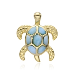 242009240040 Anhänger Larimar, Schildkröte (Wasserschildkröte), 1,5cm, vergoldet | Marco Schreier