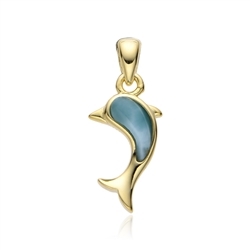 242009240042 Larimar pendant, dolphin, 1.3 cm, gold-plated | wholesaler gems & healing stones