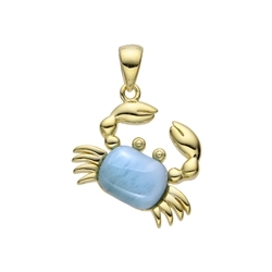 242009240048 Larimar pendant, crab, 1.9 cm, gold-plated | wholesaler gems & healing stones