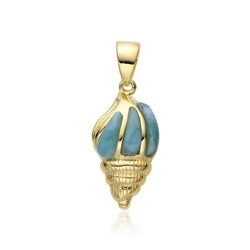 242009240049 Larimar pendant, shell, 1.7 cm, gold-plated | wholesaler gems & healing stones