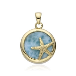 242009240050 Larimar pendant, starfish, 2.6 cm, gold-plated | gems, healing stones & jewelry