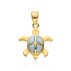 242009240055 Larimar pendant, turtle, 1.6 cm, gold-plated | wholesaler gems & healing stones