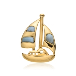 242009240056 Larimar pendant, sailing ship, 2.8 cm, gold-plated | Marco Schreier