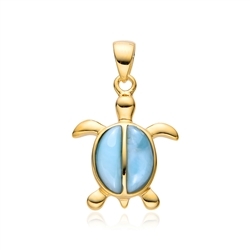 242009240059 Larimar pendant, turtle, 2.5 cm, gold-plated | wholesaler gems & healing stones