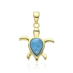 242009240061 Larimar pendant, turtle, 2.2 cm, gold-plated | wholesaler gems & healing stones