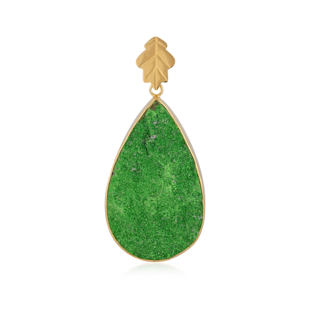 242009240093 Pendentif Uvarovite goutte (50 x 30mm), 6,3cm, doré | Marco Schreier