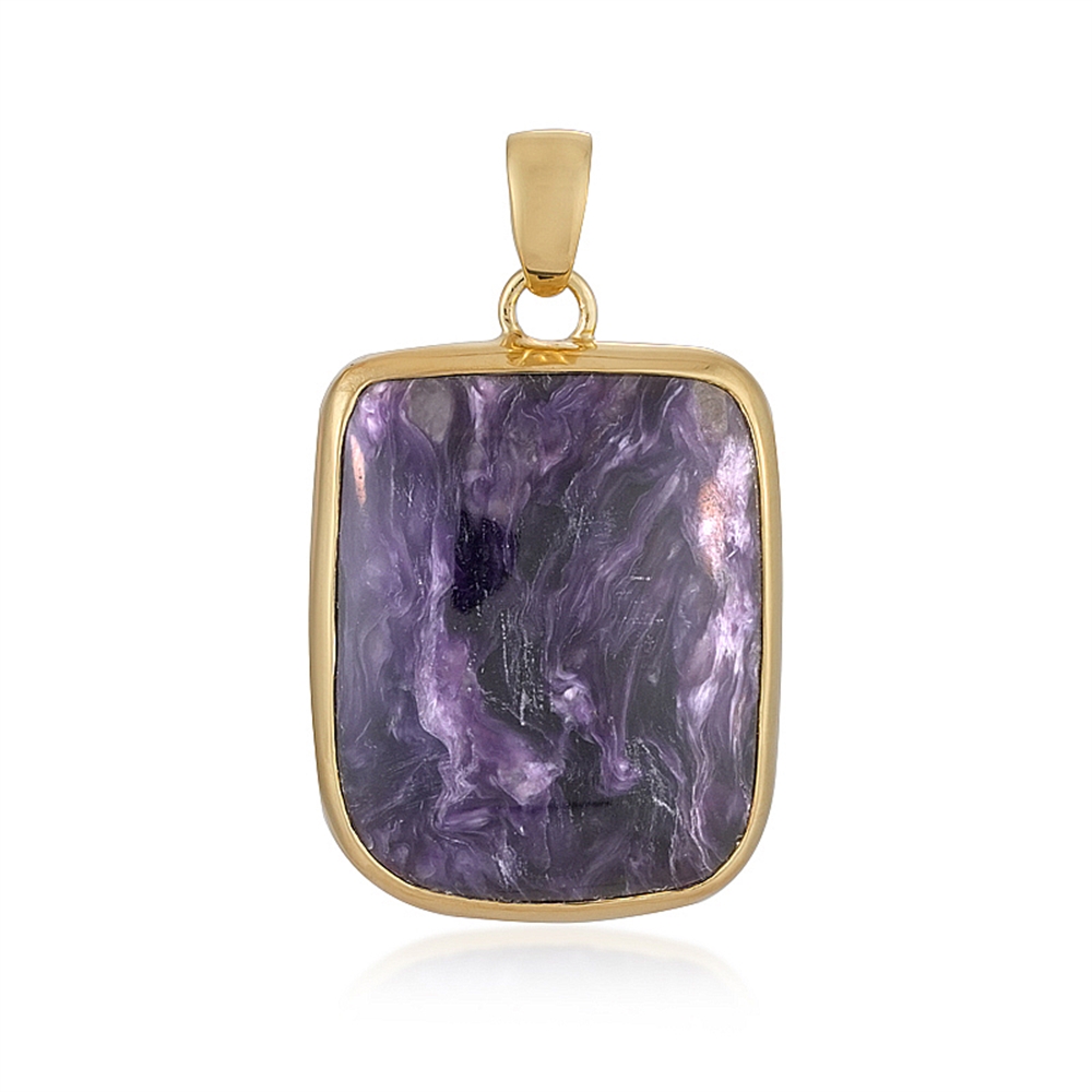 Charoite pendant, freeform (28 x 20mm), 4.0m, gold-plated | Marco Schreier