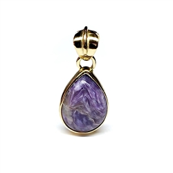 242009240144 Charoite pendant, drop (16 x 11mm), 2.5cm, gold-plated | Marco Schreier