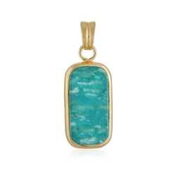 242009240147 Pendant Amazonite, rectangle (22 x 11mm), 3.4cm, gold-plated | Marco Schreier