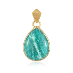 242009240148 Pendant Amazonite, drop (18 x 14mm), 2.9cm, gold-plated | Marco Schreier