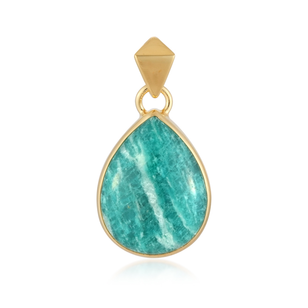 Pendant Amazonite, drop (18 x 14mm), 2.9cm, gold-plated | Marco Schreier