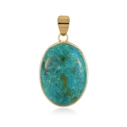 242009240153 Pendant chrysocolla (stab.), oval (29 x 22mm), 4.3cm, gold-plated | Marco Schreier