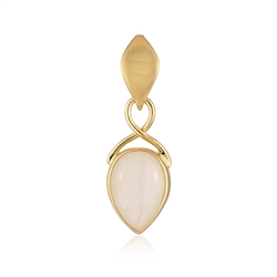 242009240160 Labrodorite (white) pendant, drop (15 x 11mm), 3.2cm, gold-plated | Marco Schreier