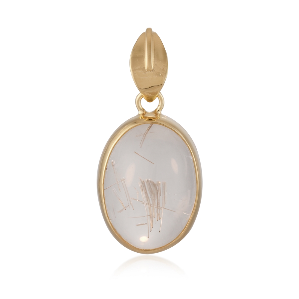 Anhänger Rutilquarz, oval (19 x 14mm), 2,9cm, rhodiniert | Marco Schreier