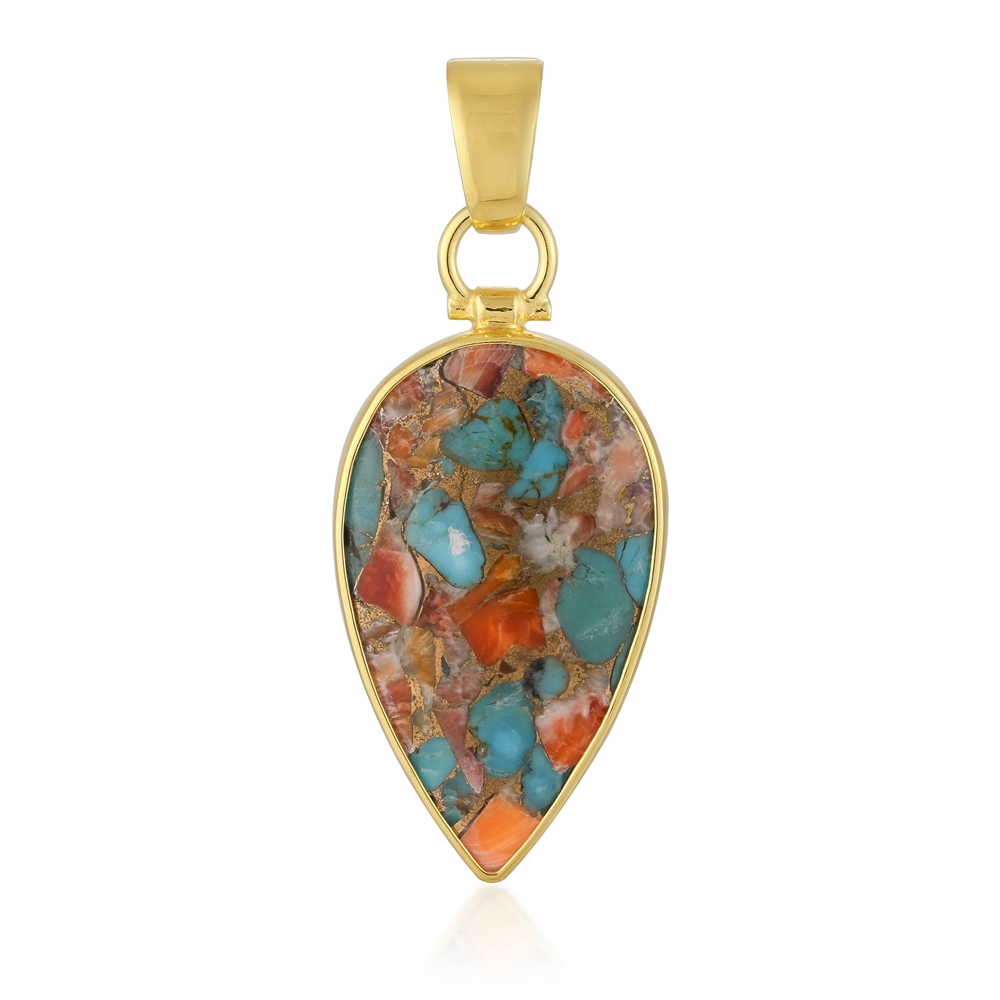 Pendant mohave stone (rec.), drop (30 x 18mm), 4.0cm, gold-plated | Marco Schreier