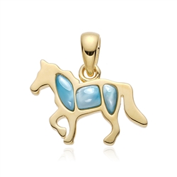 242009250104 Anhänger Larimar, Pferd, 1,9cm, vergoldet | GH Edelsteine, Heilsteine & Schmuck