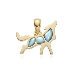 242009250105 Larimar pendant, wolf, 1.8 cm, gold-plated | wholesaler gems & healing stones