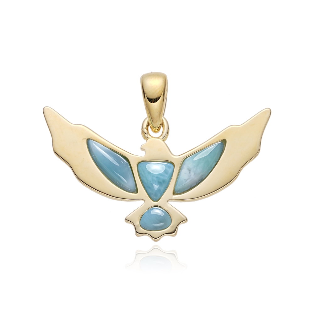 Larimar pendant, bird (eagle), 2.9 cm, gold-plated | Marco Schreier