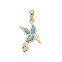 242009250110 Larimar pendant, bird (hummingbird), 2.0 cm, gold-plated | Marco Schreier