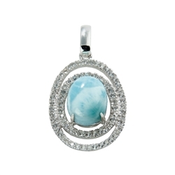 242018140001 Larimar pendant, topaz, oval (9 x 7mm), 2.8cm, rhodiniert | Marco Schreier