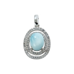 242018140010 Series 8 pendant Larimar, topaz, 2,5cm, rhodium plated | Marco Schreier