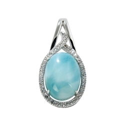 242018140011 Larimar pendant, topaz, oval (16 x 12mm), 3.2cm, rhodiniert | Marco Schreier