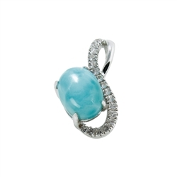 242018140090 Larimar pendant, topaz, oval (8 x 6mm), 1.5cm, rhodiniert | Marco Schreier